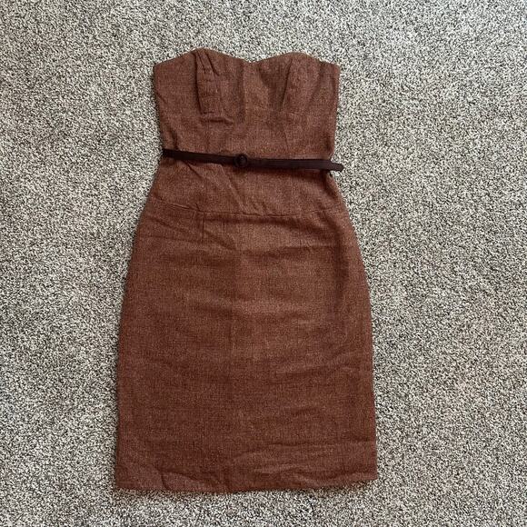 Hello Molly Anthropologie brown strapless midi dress size 4 NWT - Picture 2 of 9